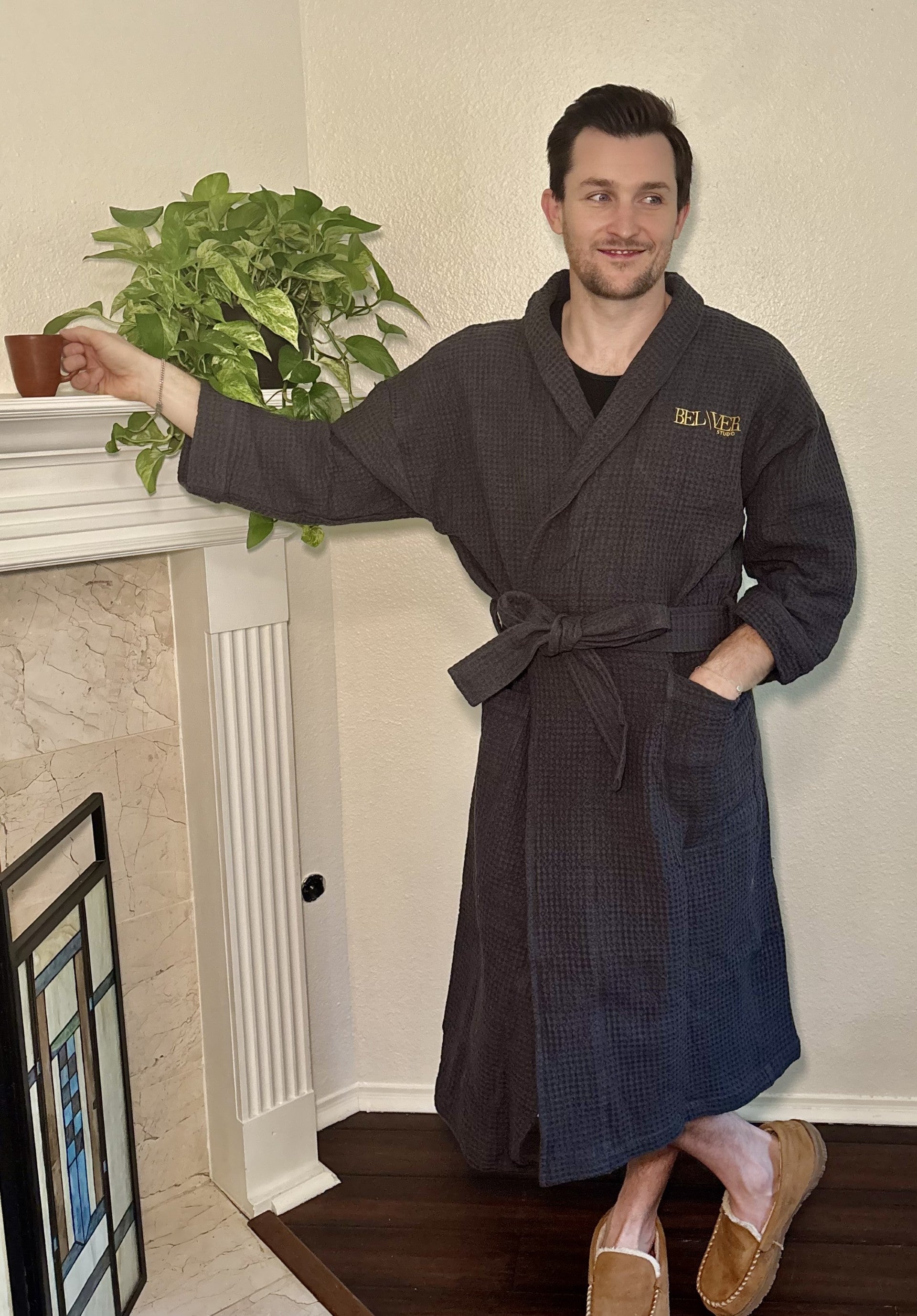 BelVer Dressing Gown Cobble Weave Traditional 2